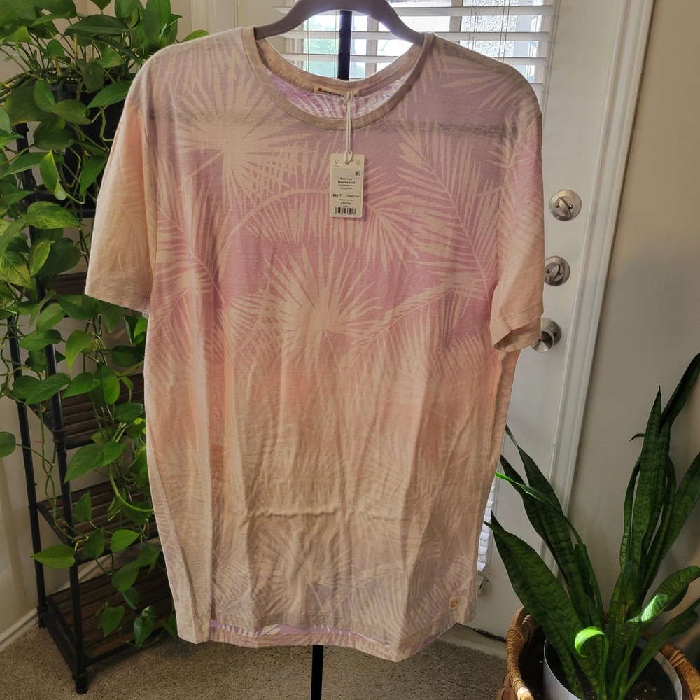 Marine Layer Mens Signature Crew Tee Ombre Palm Purple Pink Tropical T-Shirt L
